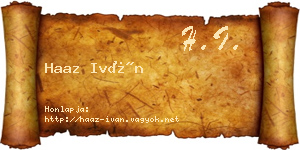 Haaz Iván névjegykártya